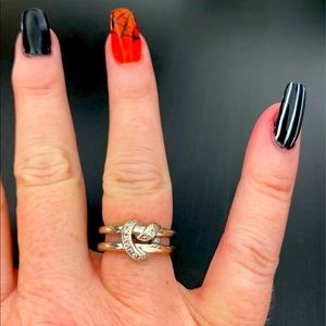 Sterling silver diamond heart ring